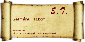 Sáfrány Tibor névjegykártya